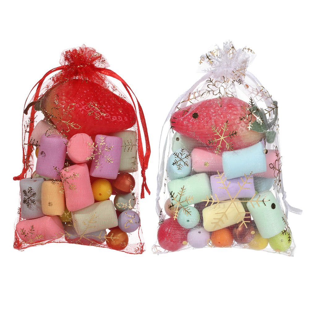 Kmy 50Pcs Drawstring Candy Pouch Bags Pullable Snowflake Design Gift Pouches Party Supplies