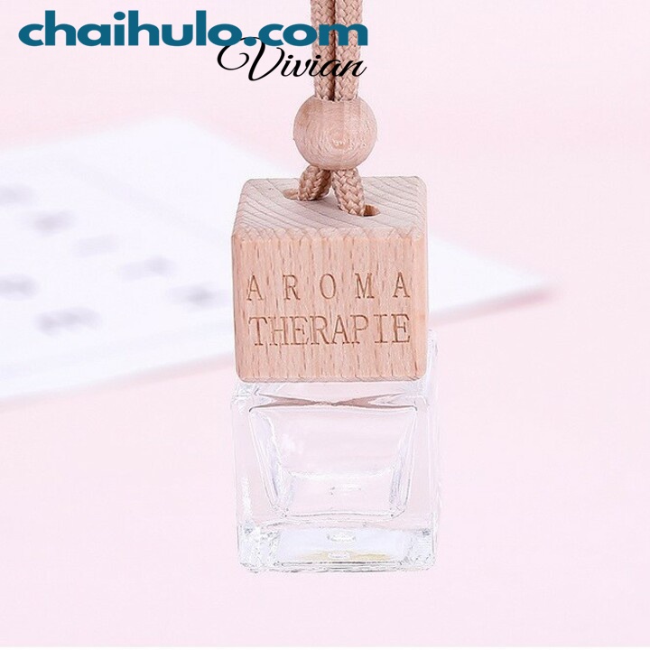 5ml lọ đựng tinh dầu chai đựng tinh dầu treo xe ô tô nắp gỗ thân vuông