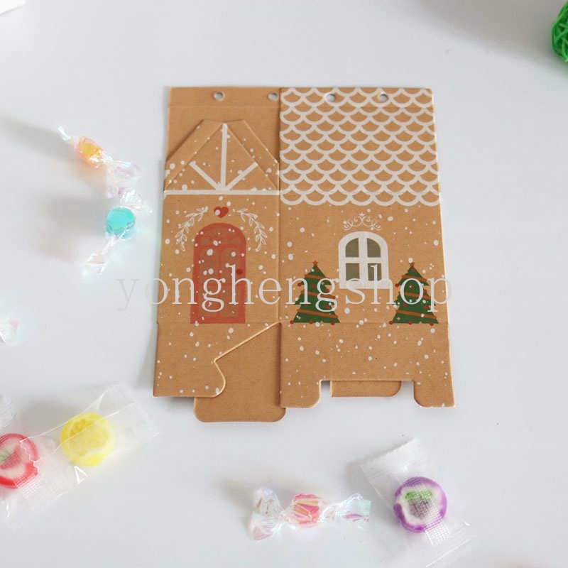 Set 10 Hộp carton Đựng Kẹo Hình Ngôi Nhà Giáng Sinh