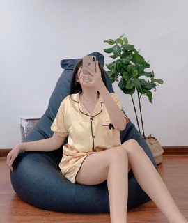 ( Freesize Lụa ) Đồ Bộ Pijama Lụa Nơ Đùi