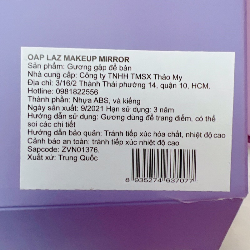 Gương trang điểm để bàn ( Hàng quà tặng Loreal )