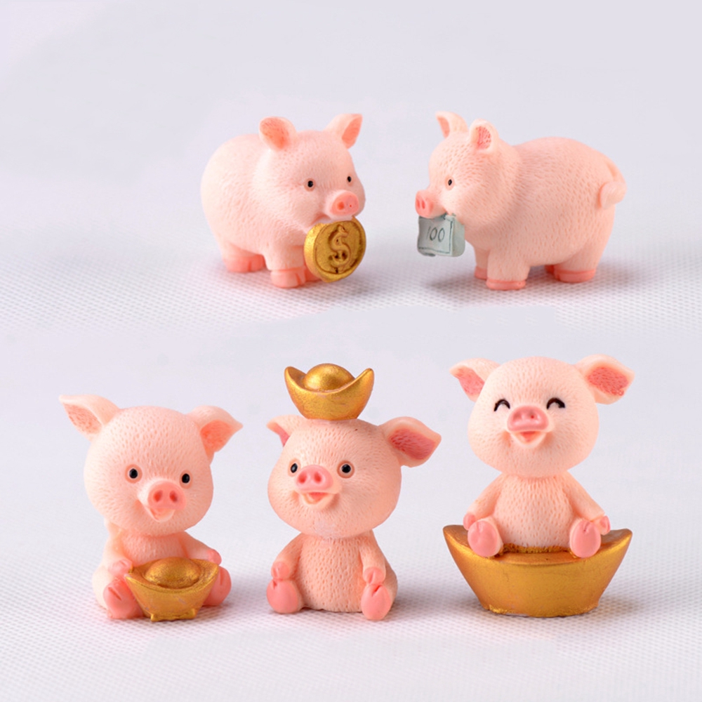 Tượng gia đình heo siêu nhỏ dễ thương chuyên dụng trang trí nhà búp bê cây cảnh DIY
