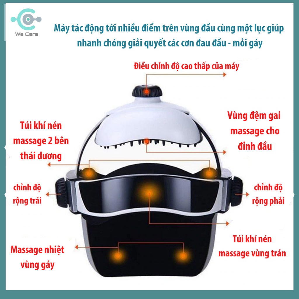 [Cao Cấp] Máy Massage Đầu và Gáy Kết Hợp 3 Chế Độ 3 chế độ Nhiệt-Rung-Khí Nén Bảo Hành 12 Tháng