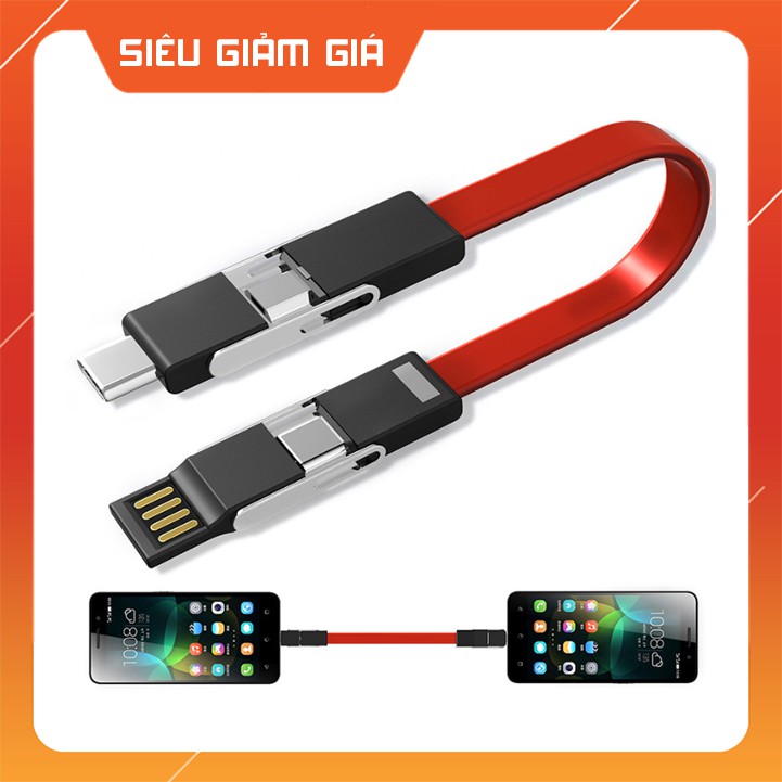 Cáp Sạc Đa Năng Cao Cấp 4 in 1- Sạc Nhanh QC 3.0 - Truyền Dữ liệu - Cáp sạc OTG - D1046