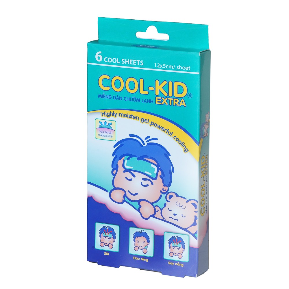 Miếng dán chườm lạnh hạ sốt cho trẻ em Cool Kid Extra hộp 6 miếng