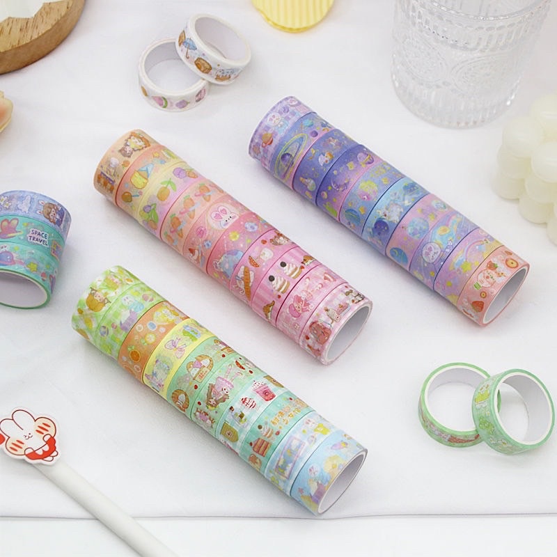 Combo 2 cuộn băng keo Washi ( Mẫu cute ngẫu nhiên)