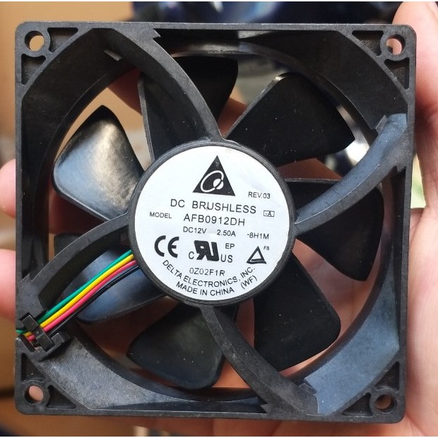 Fan quạt 9cm tản nhiệt máy tính hiệu DELTA, ADDA điện 12v, ampe 0.4-2.5A, hàng tháo máy Server (Clip test trong mô tả)