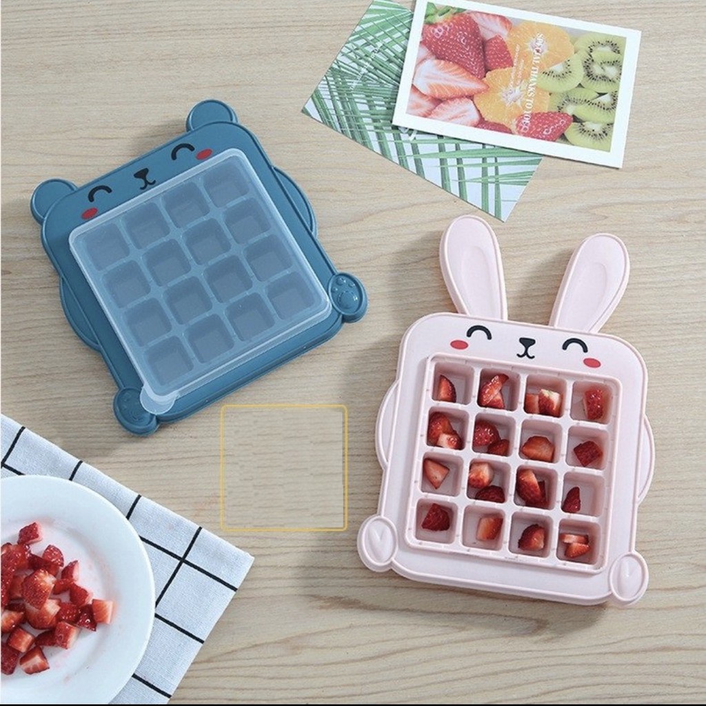 Khay đá nhựa làm đá thạch hoa quả rau câu làm kem trữ đông đồ ăn dặm cho bé hình thỏ MiibooShi D2.081.HO