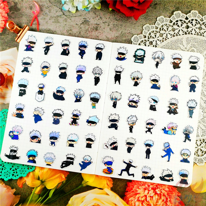 ★★★ Jujutsu Kaisen . Gojo Satoru Q-3 Mini Diary Manual Stickers ★★★ 60Pcs/Set Anime DIY Fashion Scrapbooks Album Decor Decals Stickers