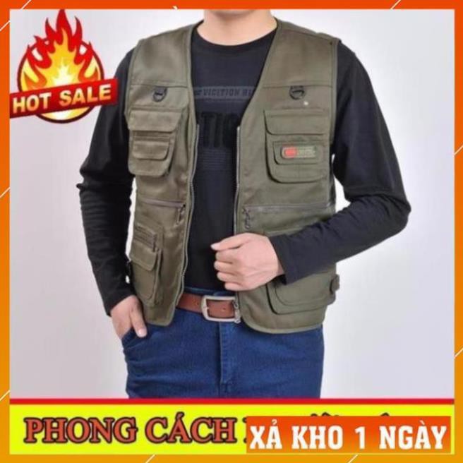 nam bigsize [FreeShip – Giảm 30k] Áo gile Nam - Áo ghi lê Lính Mỹ Vest Nam Nhiều Túi