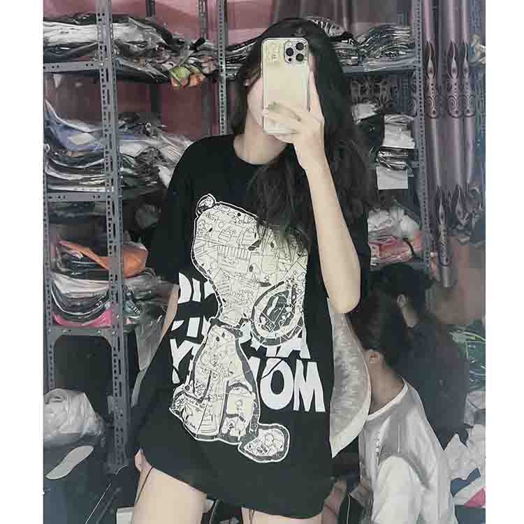 Áo phông chú chó snoopy cổ tròn tay lỡ Áo thun cotton thoáng mát