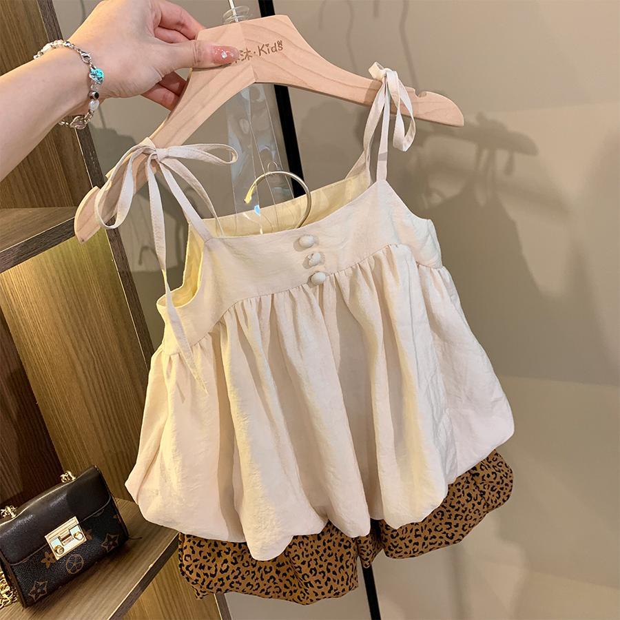 Hàng Mới Về Mới Set Áo Hai Dây Và Quần Short Thời Trang Mùa Hè Cho Bé Gái