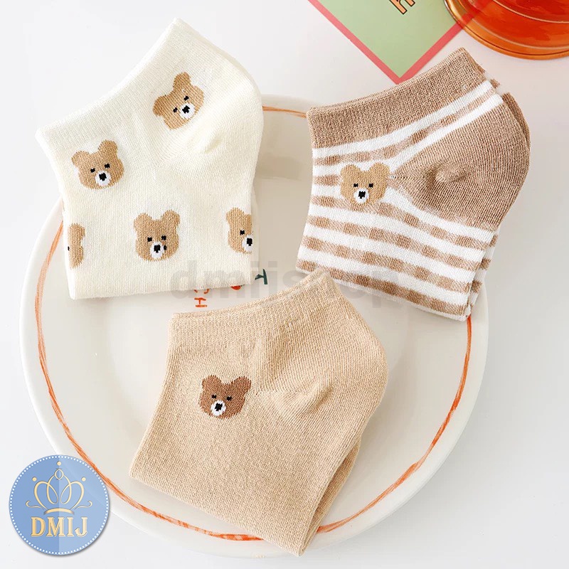 [Mã FAMARAL2 giảm 10K đơn 50K]Tất nữ cổ thấp họa tiết gấu vintage nhiều mẫu đáng yêu