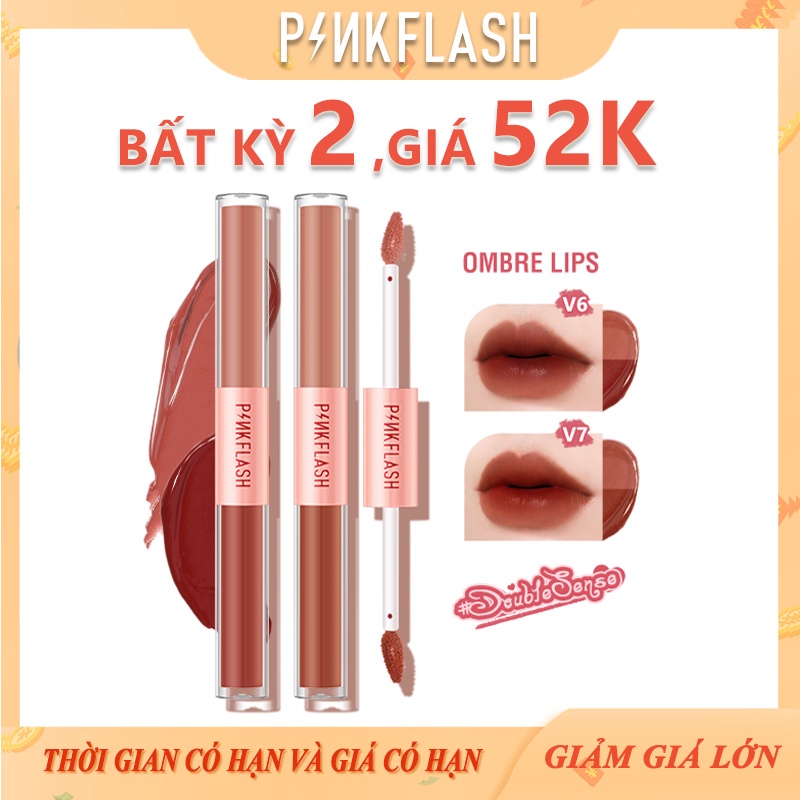 Son môi dạng lỏng Pinkflash 2 trong 1 lâu trôi lên màu đẹp