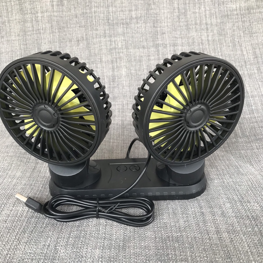 Quạt đôi 5V xoay 360 độ dùng cho ô tô, xe tải