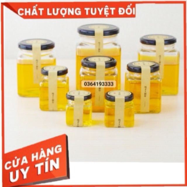 Set 5 Lọ thuỷ tinh vuông nhiều kích thước nắp chống tràn