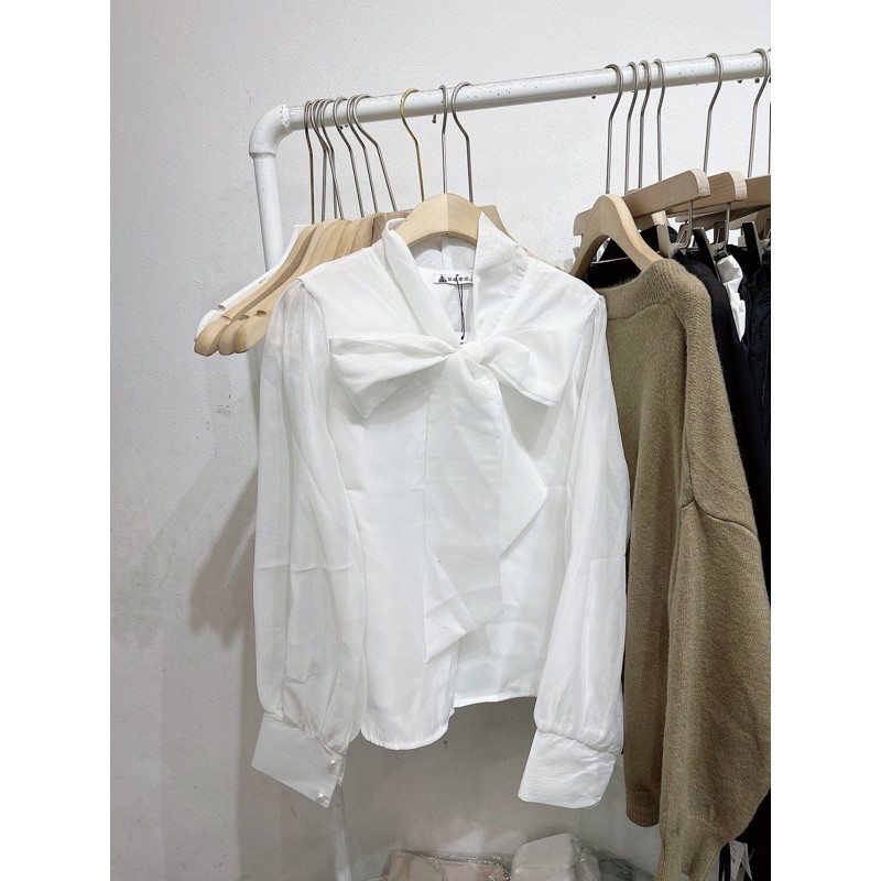 áo sơ mi tơ voan cổ nơ | BigBuy360 - bigbuy360.vn