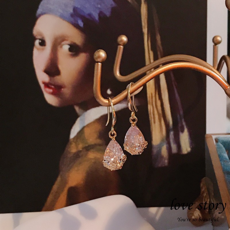 Đôi Khuyên Tai HìNh GiọT NướC ĐíNh Zircon NhiềU MàU ThờI Trang Cho Nữ