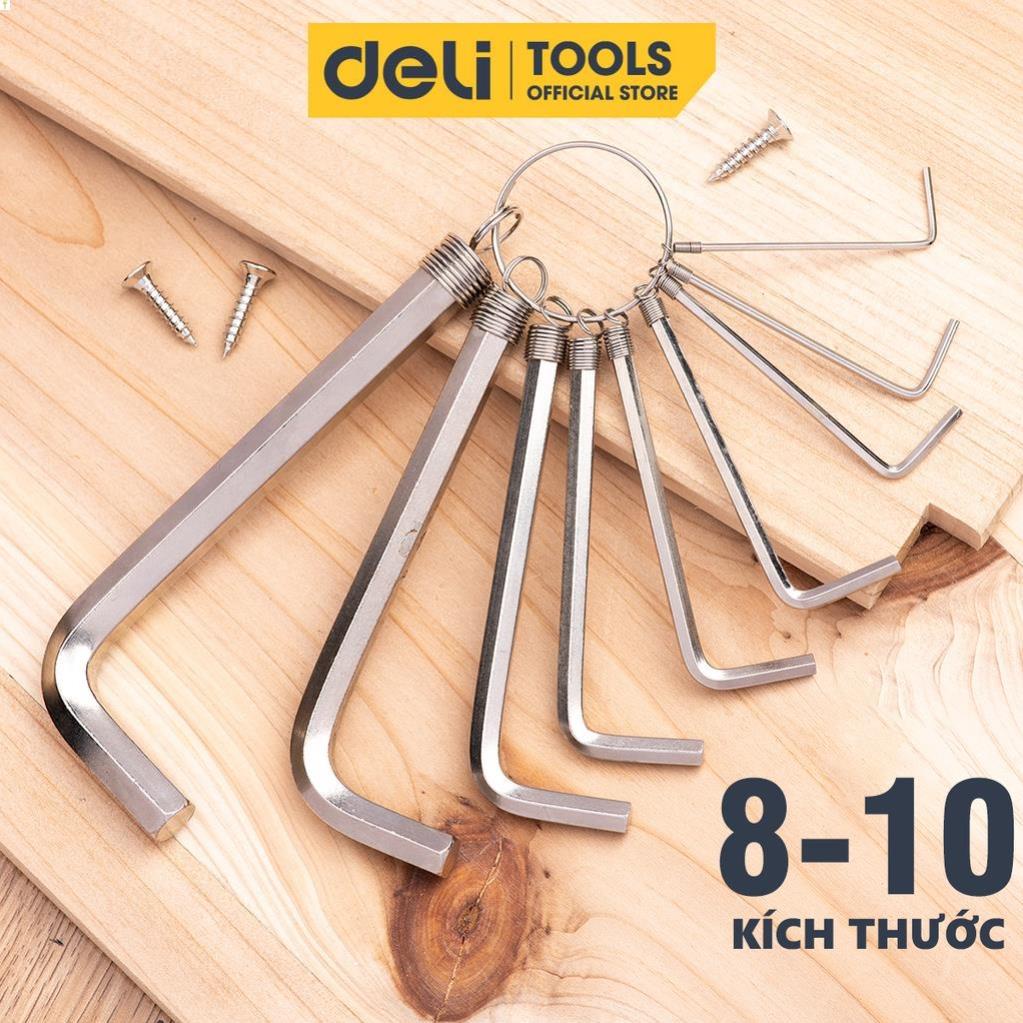 Bộ Khóa Lục Giác Chữ L Đầu Bằng Deli Cao Cấp Chính Hãng - Kích Thước 1,5 - 10mm - Có Móc Khóa Tiện Dụng - EDL3080 .
