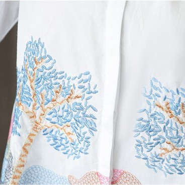 Women Embroidery Blouses Summer 3/4 Sleeve White Plus Size Doll Shirts | BigBuy360 - bigbuy360.vn