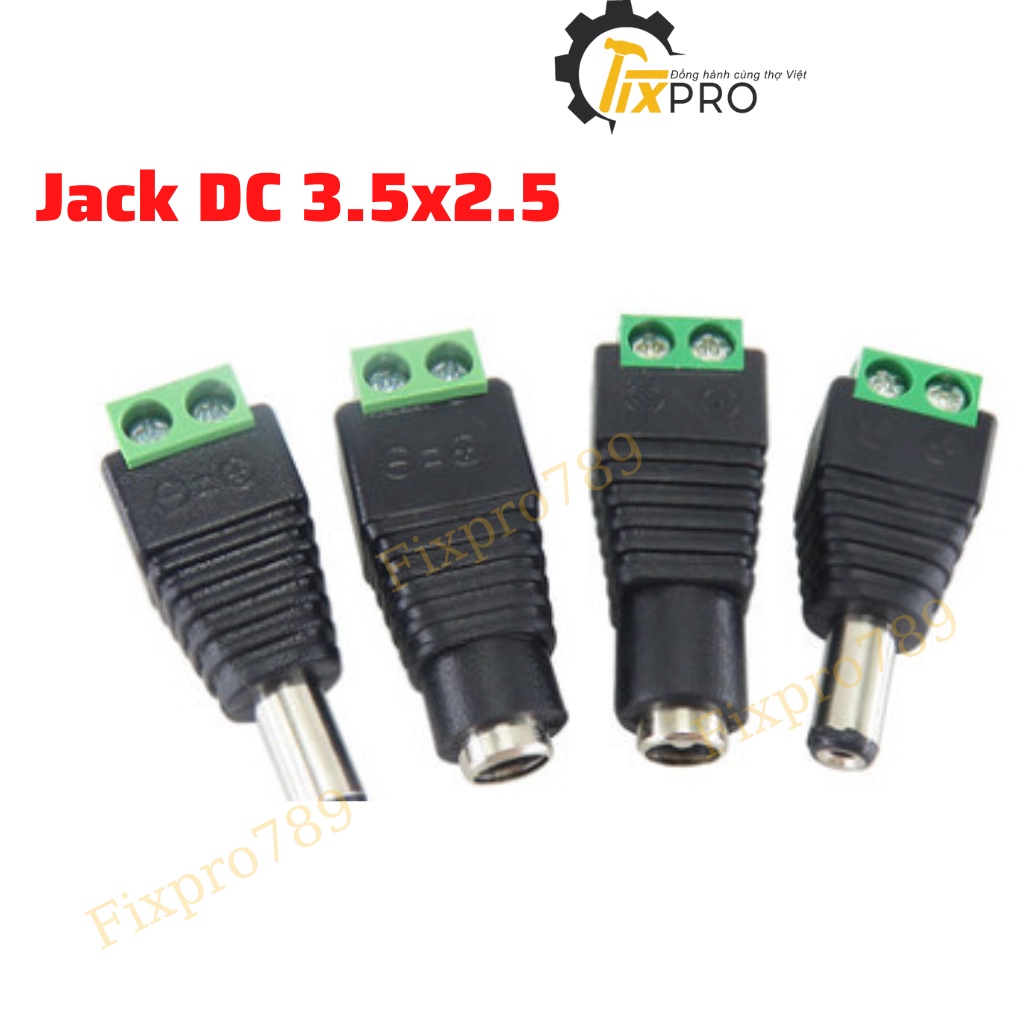 Jack nguồn DC đầu đực, cái 5.5x2.5mm, 5.5x2.1mm đấu dây dùng vít.