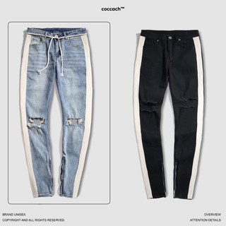 Quần jeans zip + sọc trắng cao cấp Q0227