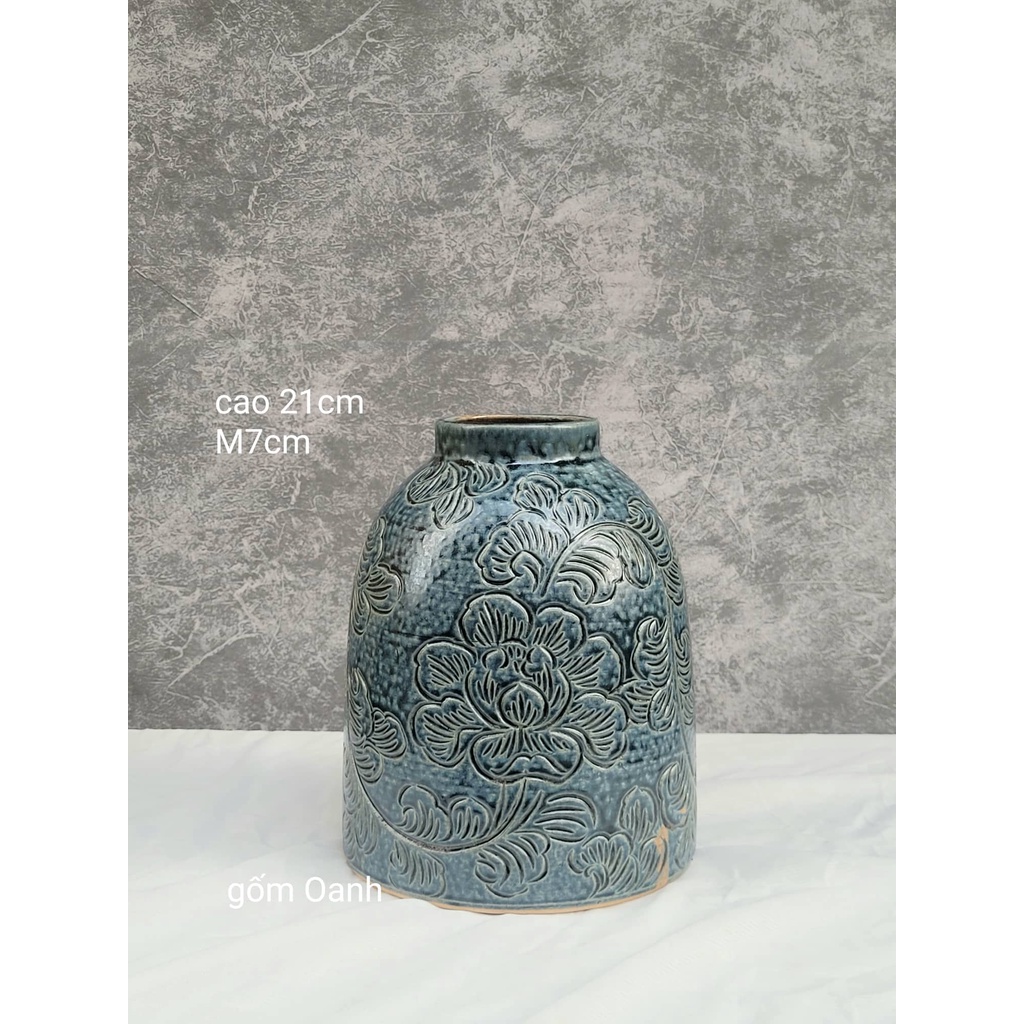 Bình hoa mộc nhỏ để bàn xinh c ute hàng vẽ tay bát tràng cao cấp lọ hoa decor trang trí
