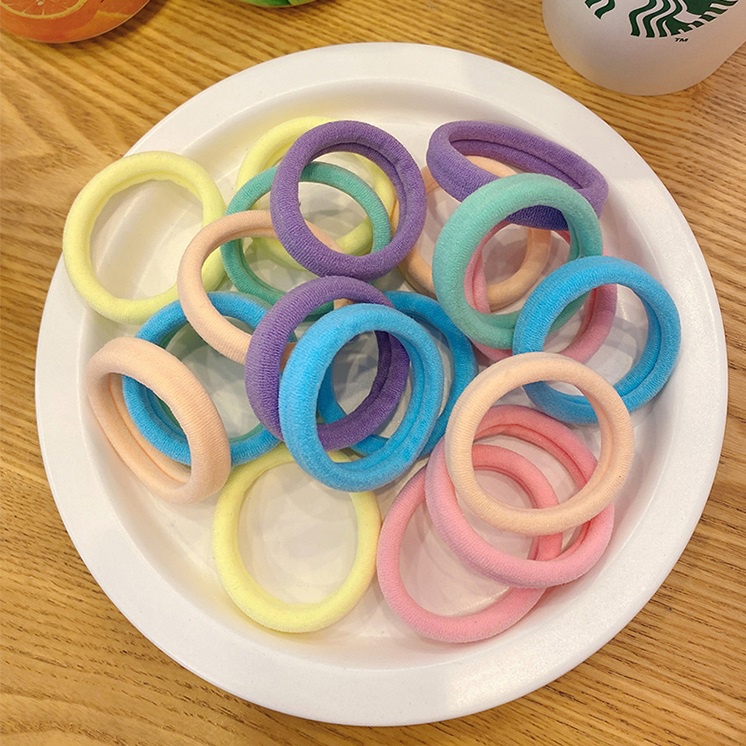 Hộp 20 chun buộc tóc, cột tóc vải nhiều màu kèm ống đựng trong suốt phong cách Hàn Quốc.