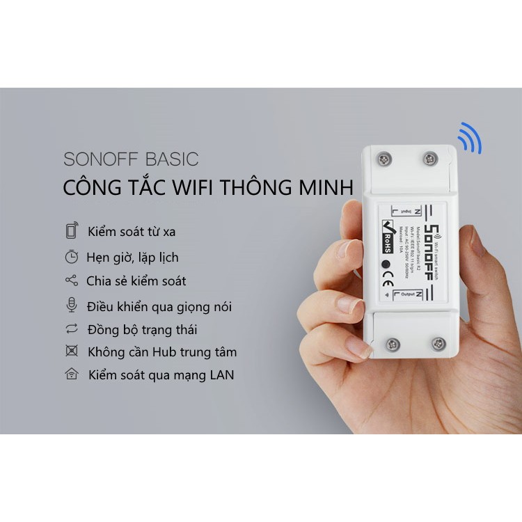 Công Tắc Điều Khiển Từ Xa Sonoff Basic R2 Qua Wifi