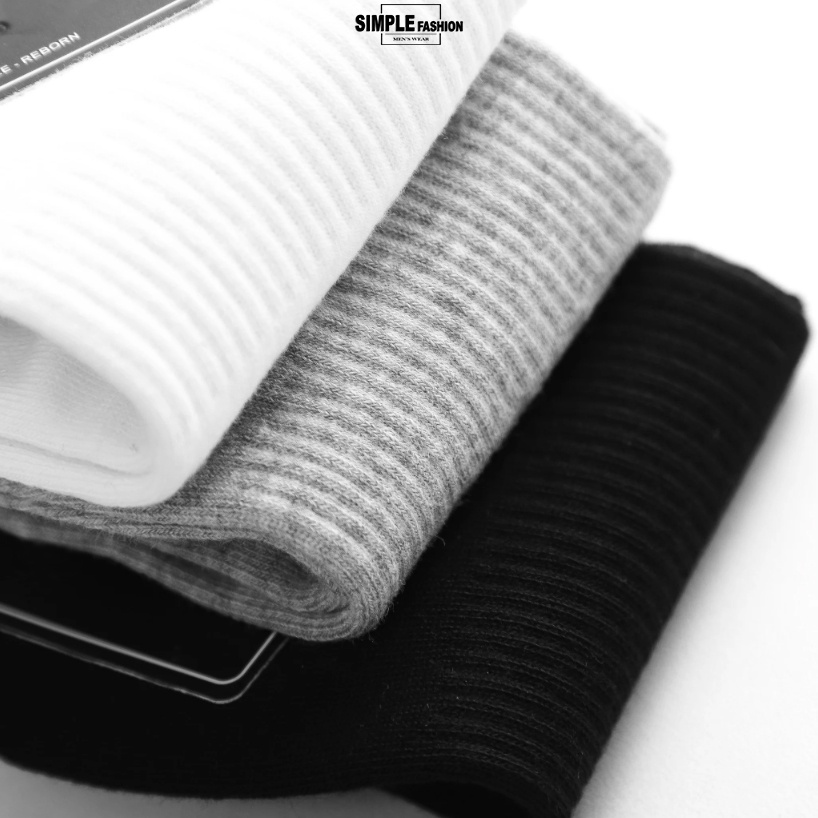 Tất Trơn Unisex Cổ Ngắn Len Tăm SIMPLE Vintage Hàn Quốc 3 màu ( 1 Đôi )