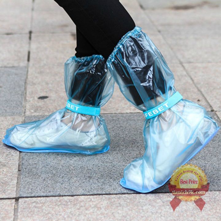 Ủng đi mưa cao cổ bọc giày bảo vệ dép sneaker thể thao chống bẩn lội nước có đế dày chống trơn trượt
