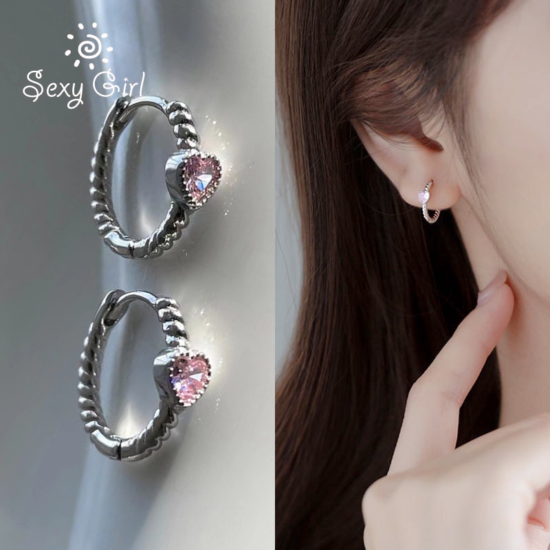 Khuyên Tai Hình Xoắn Màu Hồng Phong Cách Đơn Giản Thời Trang