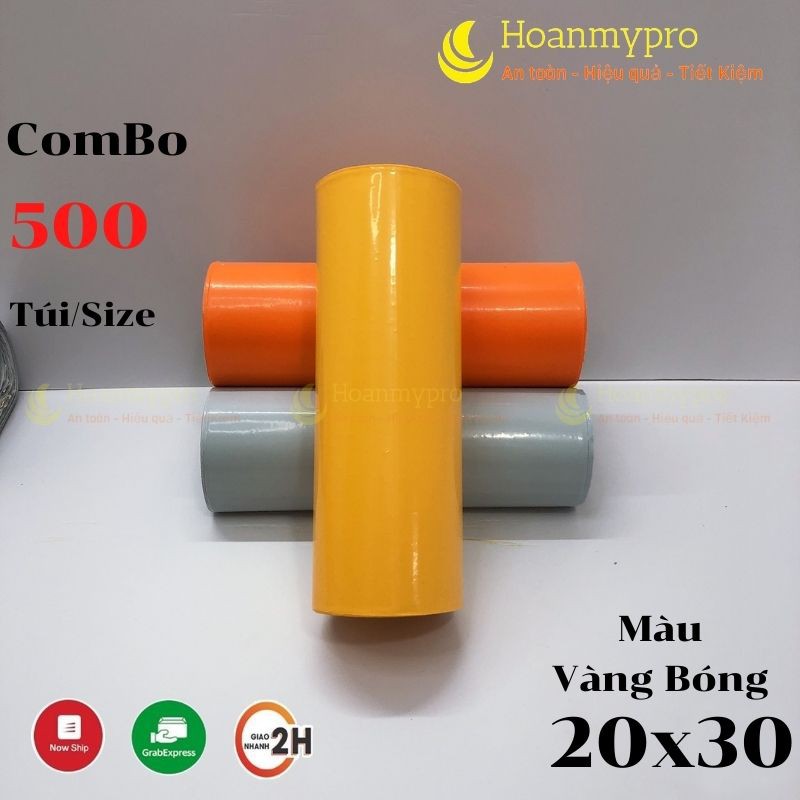 COMBO 500 Túi Bóng Gói Hàng Niêm Phong Màu Vàng Bóng Size 20x30 TuiGoiHangHoanmypro