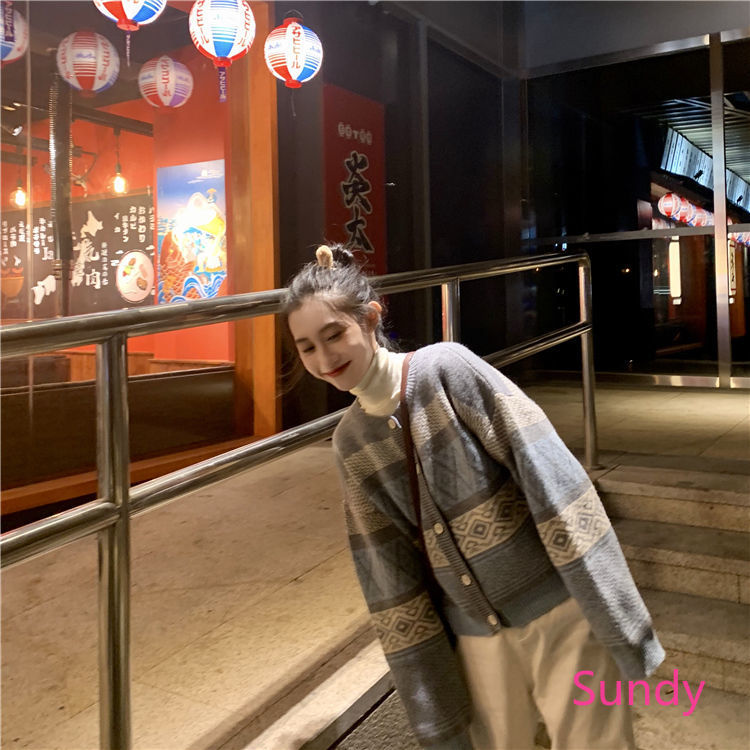 Áo khoác cardigan dệt kim tay dài thời trang thu đông cho phái nữ