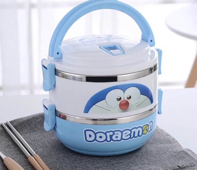 Hộp cơm Doraemon 3 tầng kèm túi xách + bộ muỗng ❤️ Doraemon Shopp ❤️