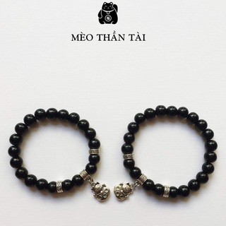 Vòng tay hạt đá mix mèo thần tài TẶNG hộp