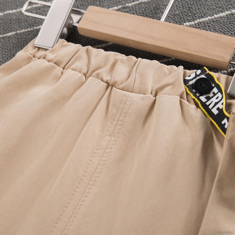 Quần Dài Màu Trơn Vải Cotton Mềm Mại Cho Bé Trai
