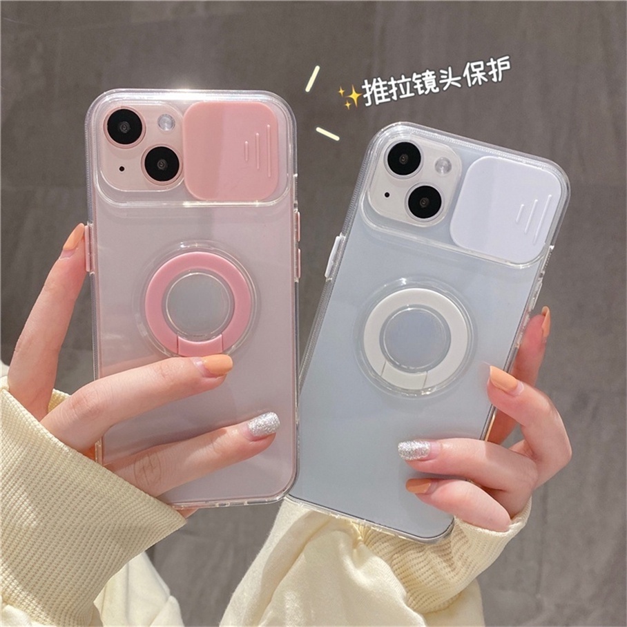 Compatible For iPhone 13 12 11 Pro Max X XR Xs Max SE 2020 7 8 6 6s Plus Ốp điện thoại mềm có giá đỡ hình tròn thích hợp cho