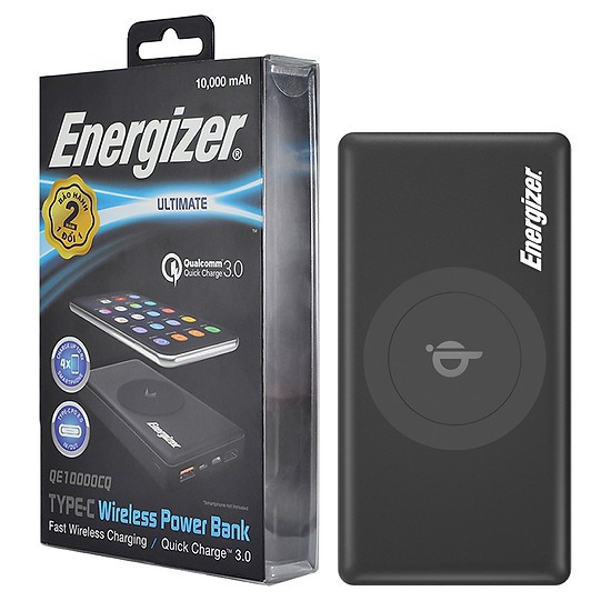 Pin sạc dự phòng Energizer QE10000CQ THẦN SẤM sạc nhanh không dây 10W.