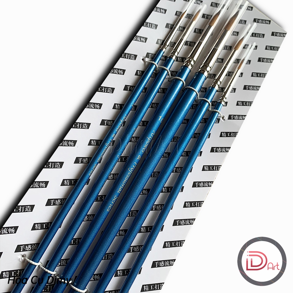 BỘ CỌ ĐẦU TRÒN 6 CÂY VẼ MÀU NƯỚC, GOUACHE, ACRYLIC, SƠN DẦU