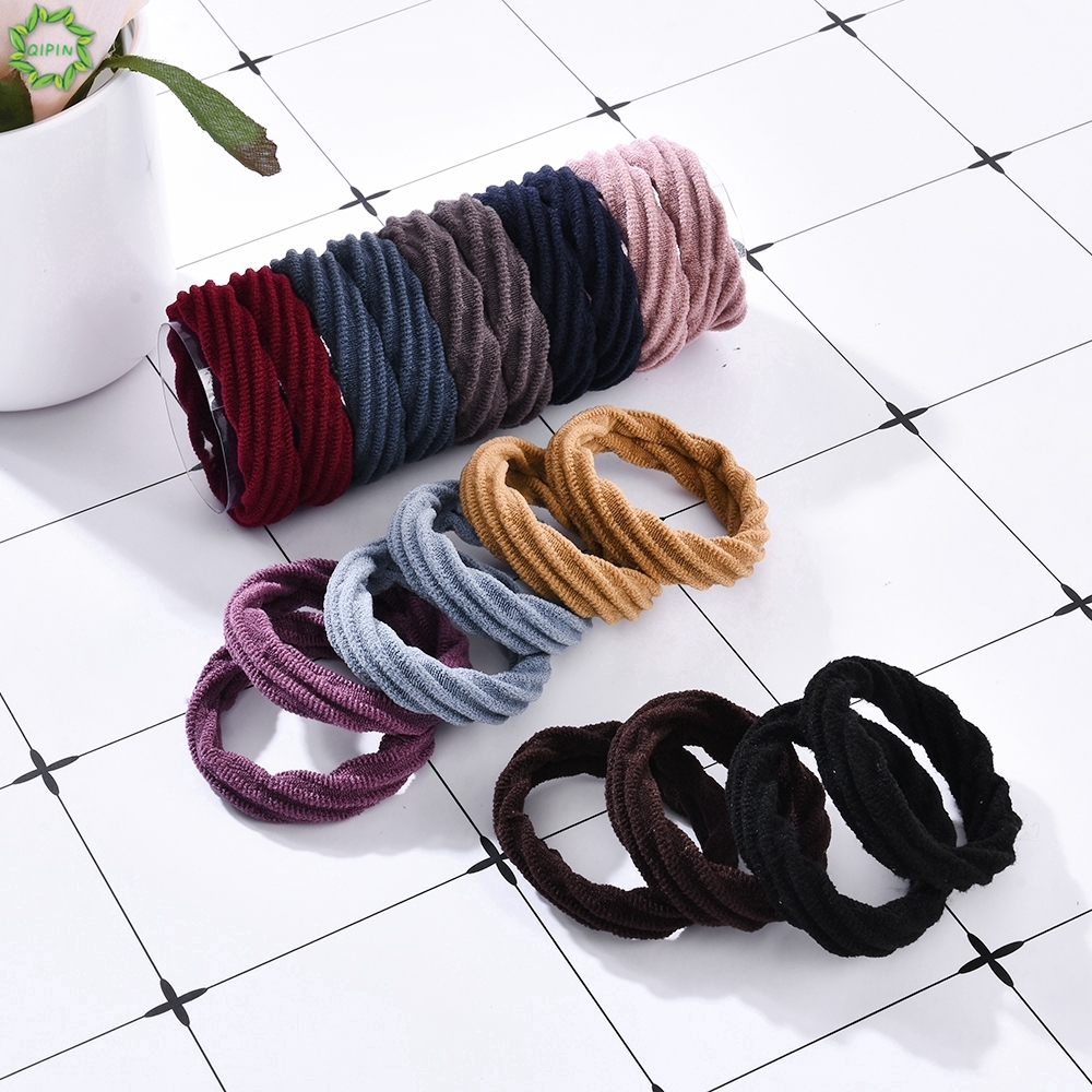 Cod Qipin Simple 20pcs Classic Ring Hair Bands Elastic Rope Color Ties Ponytail Holder Accessories