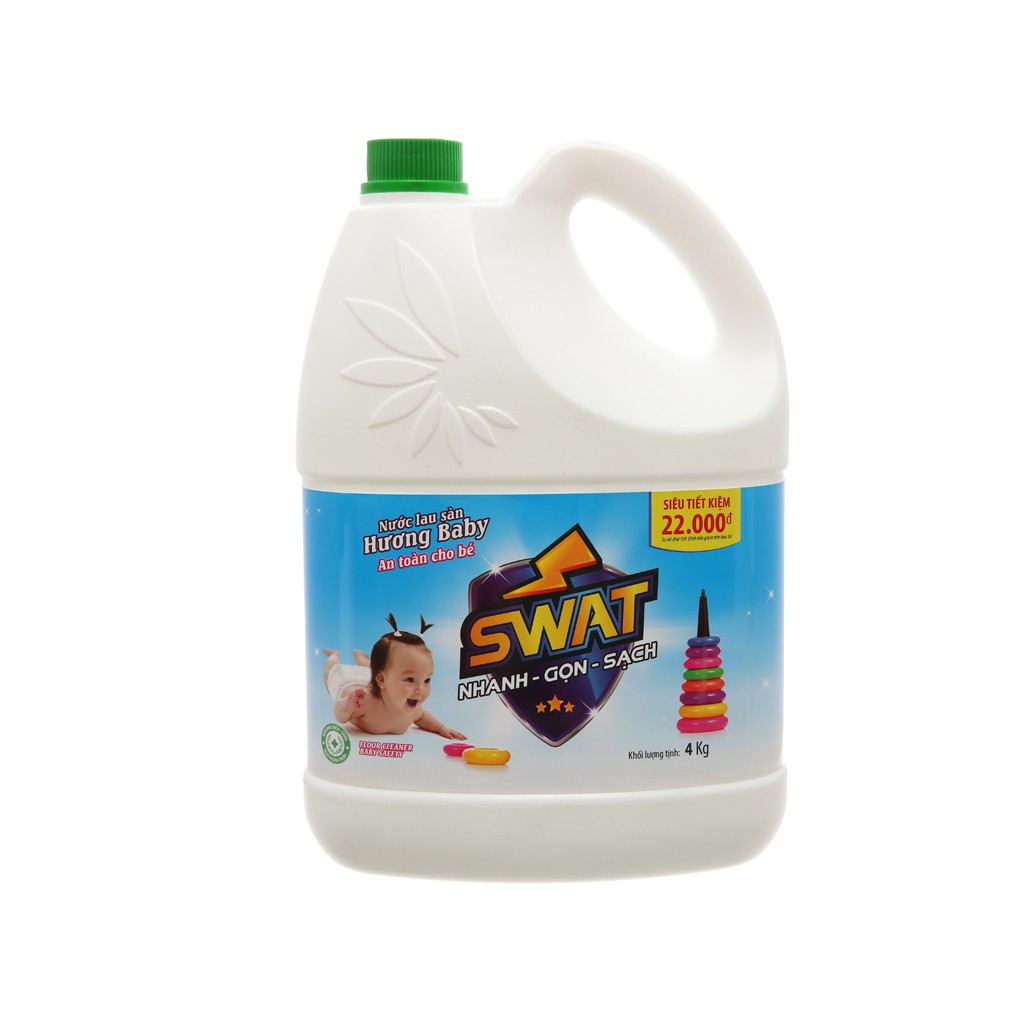 Nước lau sàn Swat hương hoa hồng xanh can 4kg