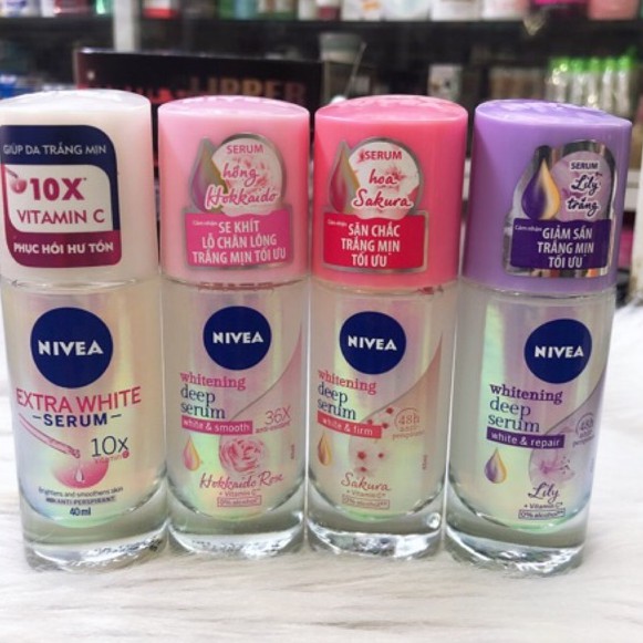 MỚI!!! - Lăn ngăn mùi NIVEA serum giúp dưỡng trắng chuyên sâu hương hoa hồng Hokkaido