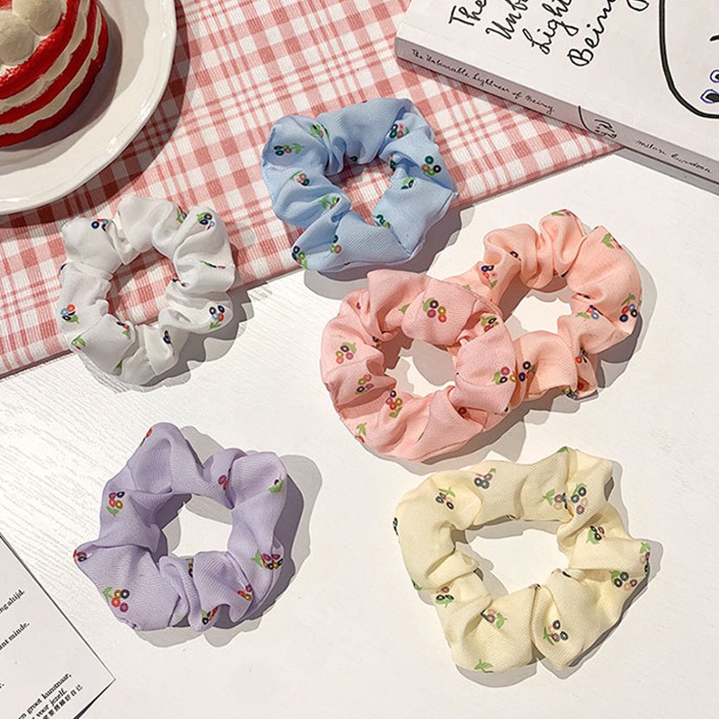 Dây Cột Tóc Co Giãn In Hình Quả Cherry Dễ Thương Cho Nữ