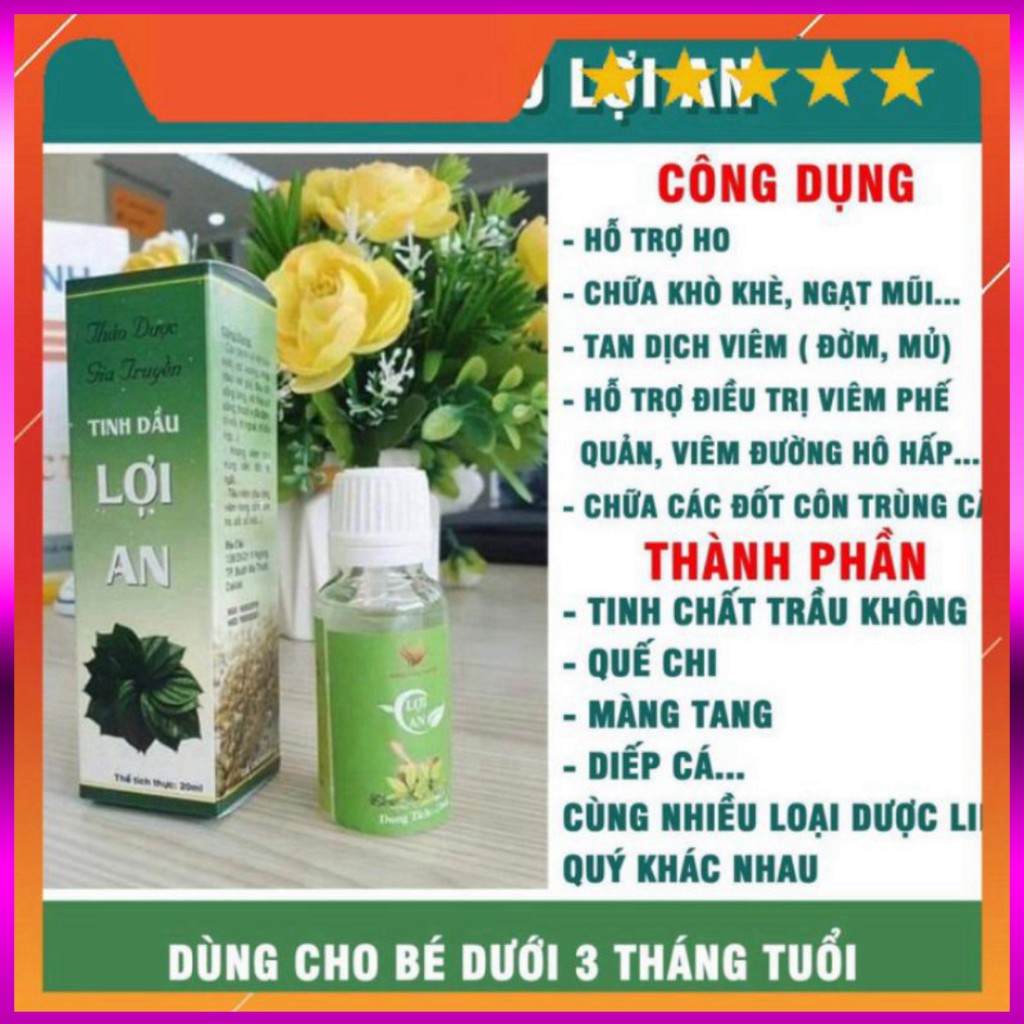 Combo 3 lọ tinh dầu lợi an ho sổ mũi long đờm côn trùng cắn+ Dầu húng chanh minion