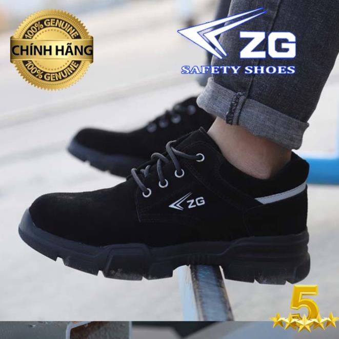 Giày bảo hộ ZG chống đinh, chống va đập, chống trơn trượt, cổ thấp, da bò lộn, thời trang, chính hãng *