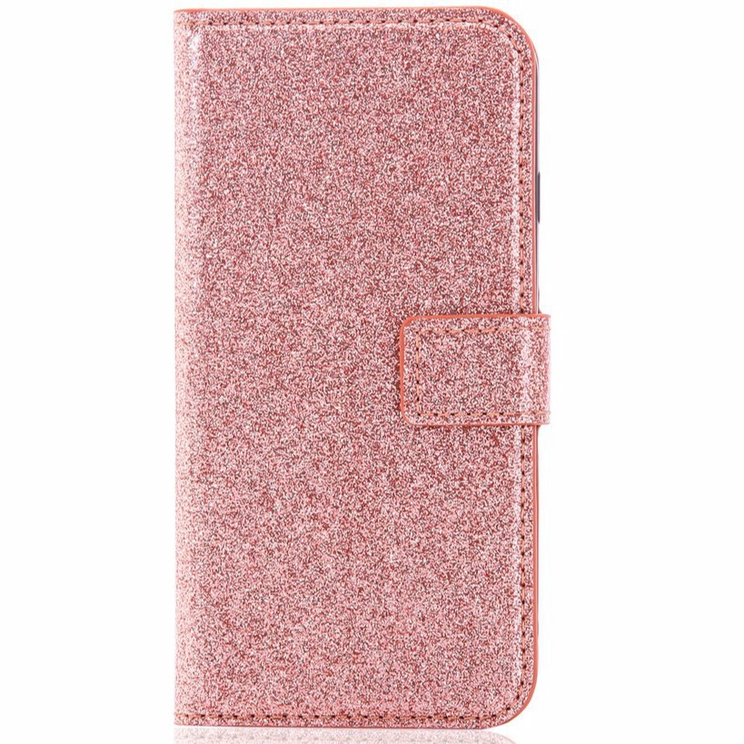 Bao da nắp gập kim tuyến thiết kế sang trọng dùng cho iPhone 7 8 Plus