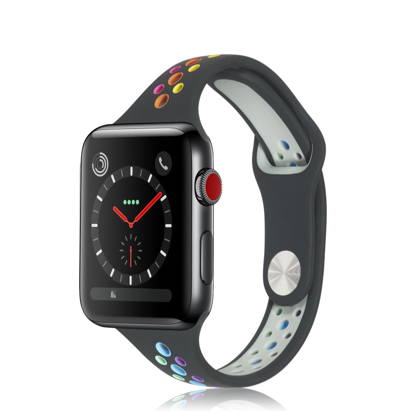 NIKE Dây Đeo Silicone Họa Tiết Sọc Cầu Vồng Cho Đồng Hồ Thông Minh Apple Watch 3 4 5 6 38 / 40mm 42 / 44mm