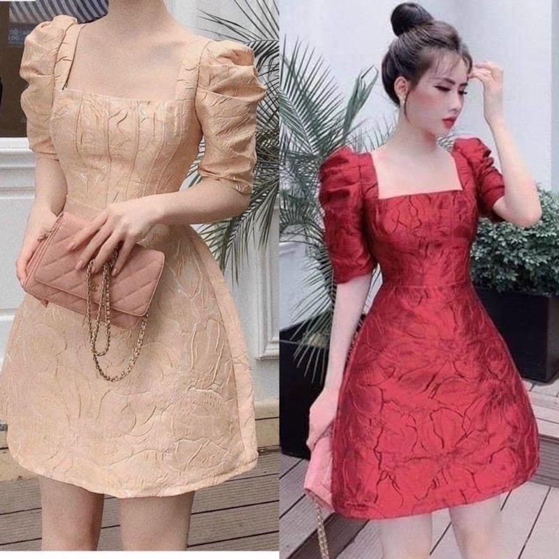Đầm gấm tay bồng