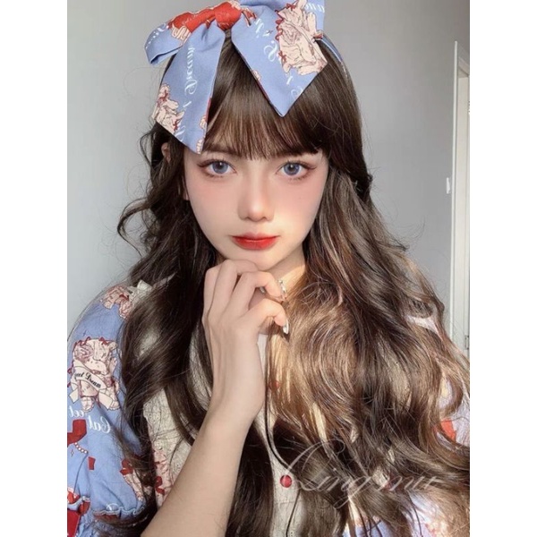 Wig/tóc giả teen/lolita/cosplay sóng lơi màu nâu đen BHT011 xinh xắn
